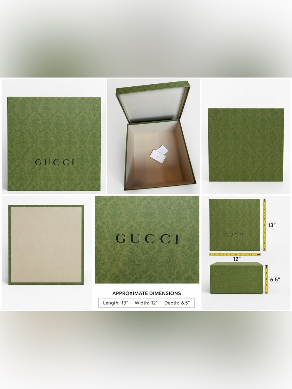 Gucci Large Green Embossed Luxury Storage Box w/ Cards 13” x 12” x 6.5” EUC✨✨